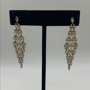 Gold-tone Rhinestone Chandelier Earrings